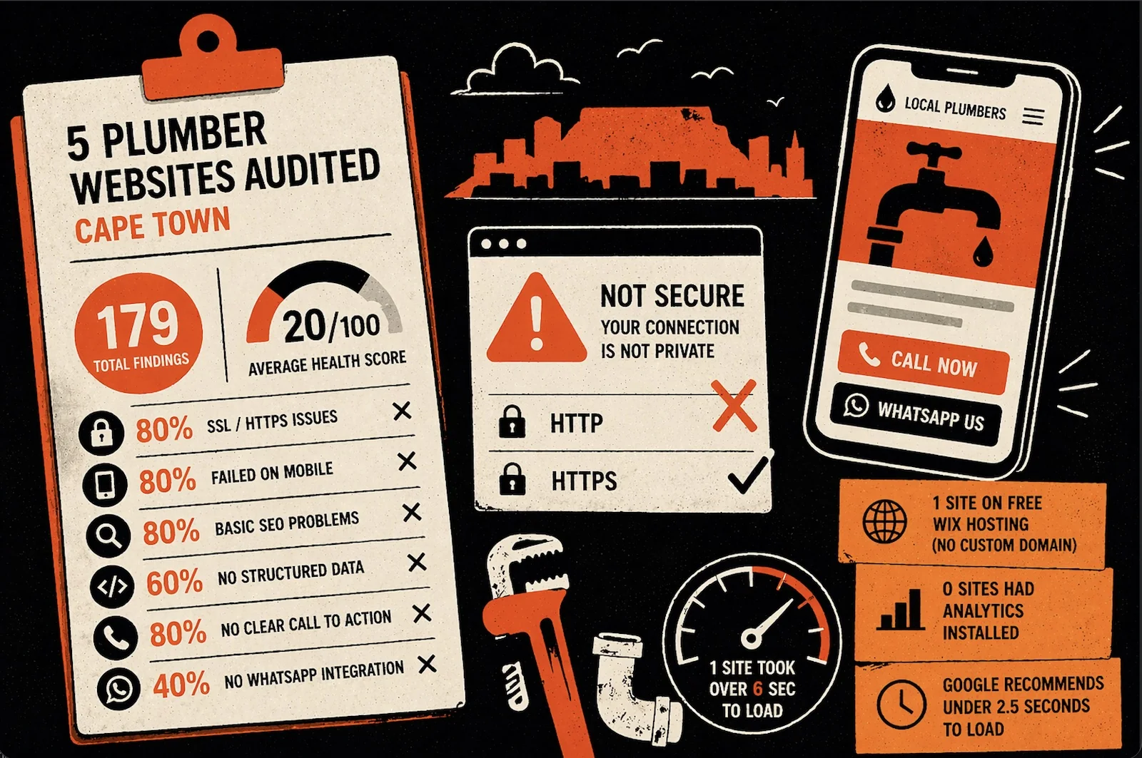 Cape Town Plumber Websites: 179 Issues Found in 5 Audits