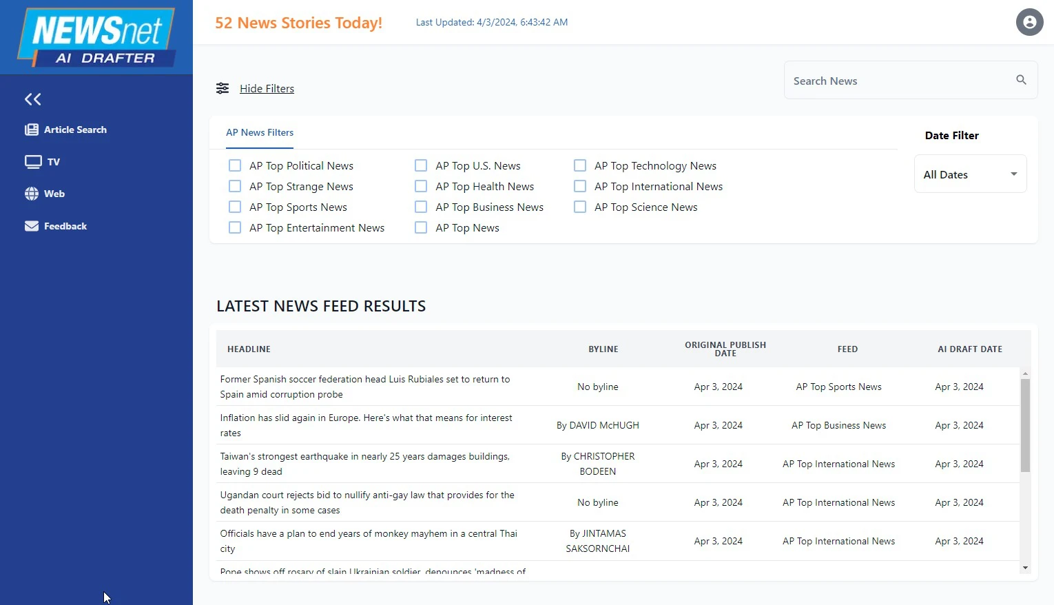 NewsNet AI Drafter Platform screenshot 1